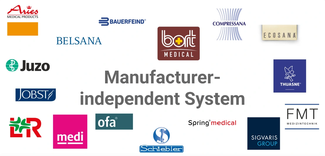 A video providing an overview of the manufacturers that can be selected for compression care in the BodyLux software of the scanning system of the same name.